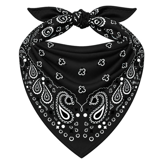 Black Stash Bandana pocket zipped closed, seam blending into the paisley print