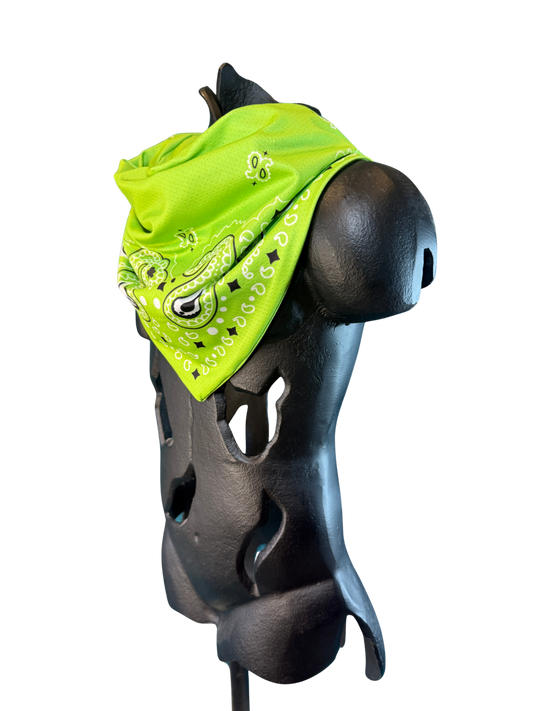 Neon Green Bandana with Zippered Stash Pocket