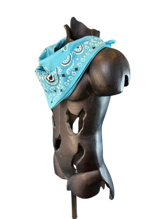 Teal Bandana with Zippered Stash Pocket