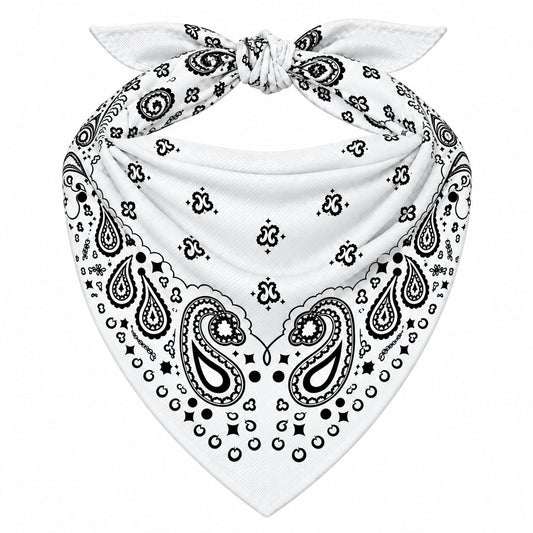 White Stash Bandana pocket zipped closed, seam blending into the paisley print