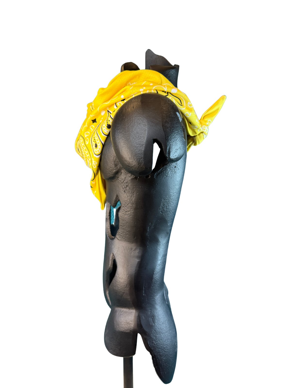 Side view of the Yellow Stash Bandana worn on a model
