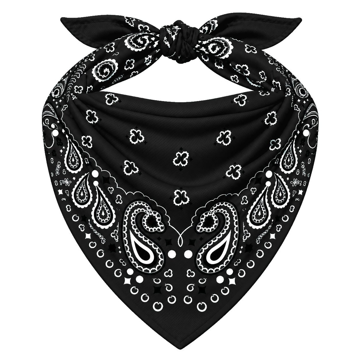 Black Stash Bandana pocket zipped closed, seam blending into the paisley print
