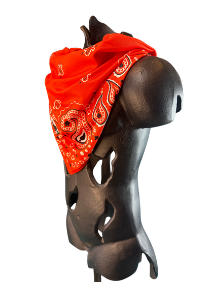 Orange Bandana with Zippered Stash Pocket