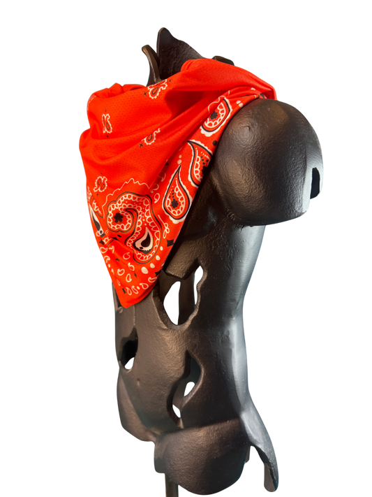 Orange Bandana with Zippered Stash Pocket