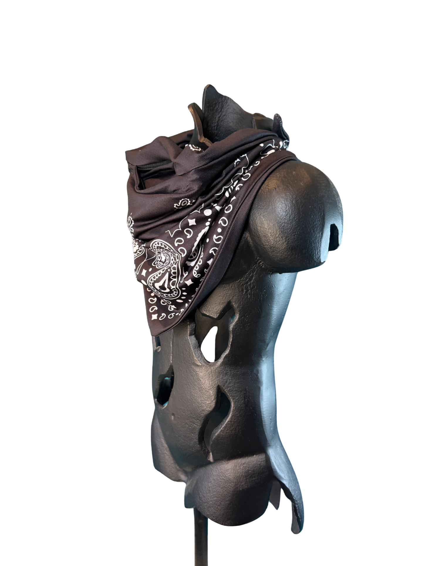 Black Bandana with Zippered Stash Pocket