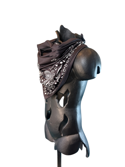Black Bandana with Zippered Stash Pocket