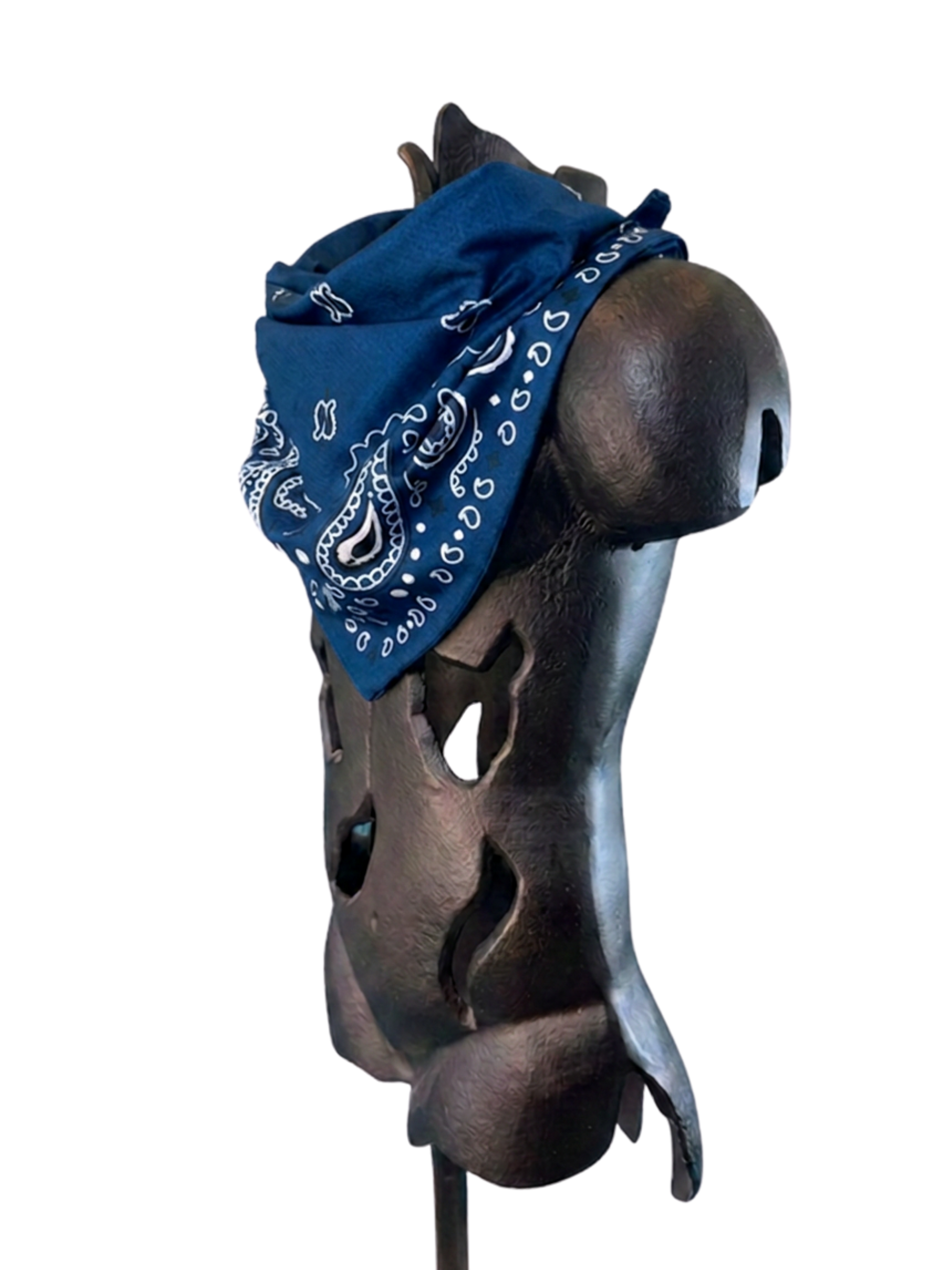 Blue Bandana with Zippered Stash Pocket - Angle