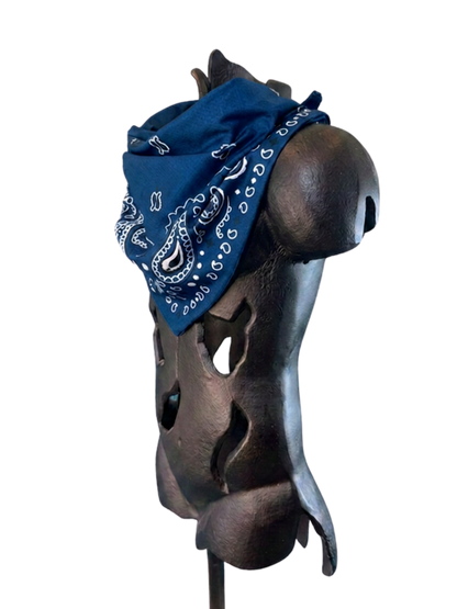 Blue Bandana with Zippered Stash Pocket - Angle