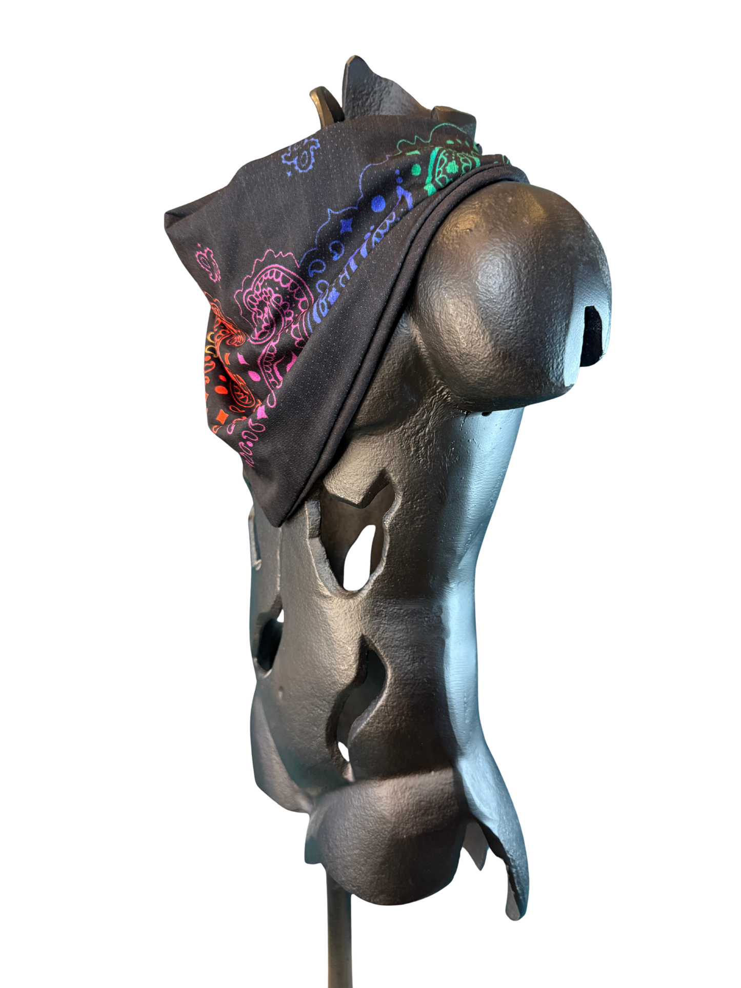 Black Rainbow Bandana with Zippered Stash Pocket