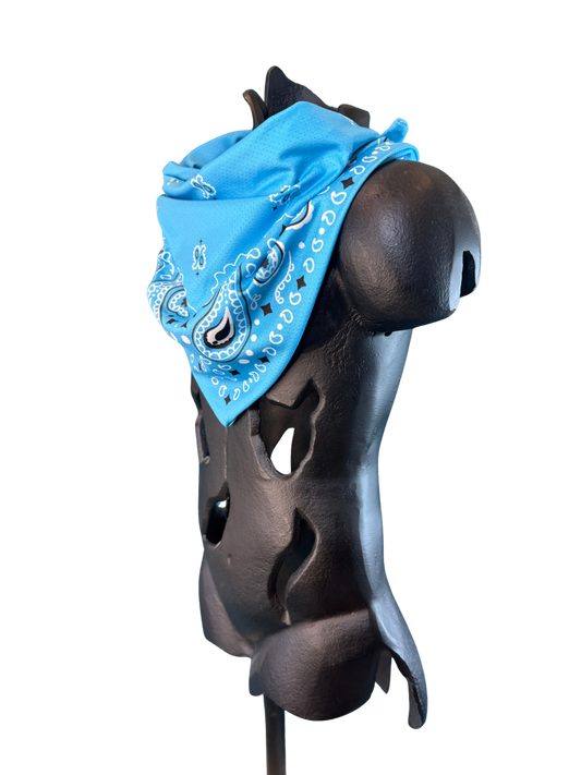 Light Blue Bandana with Zippered Stash Pocket