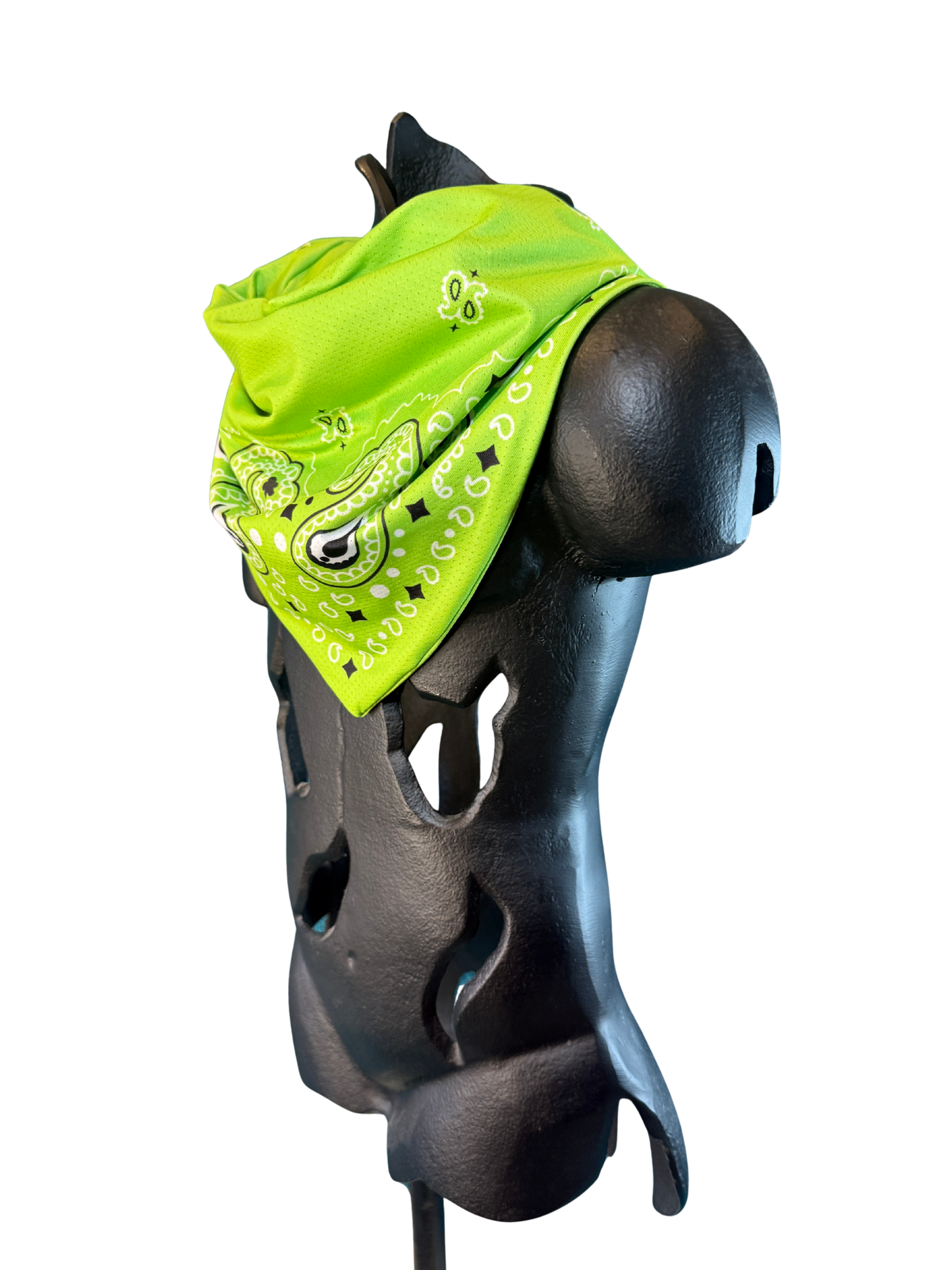 Neon Green Bandana with Zippered Stash Pocket