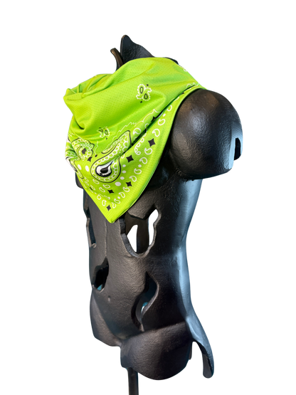 Neon Green Bandana with Zippered Stash Pocket