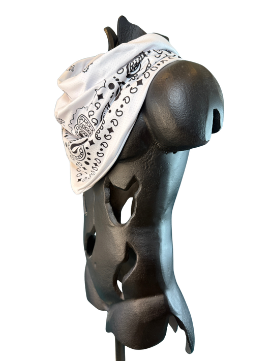 White Bandana with Zippered Stash Pocket