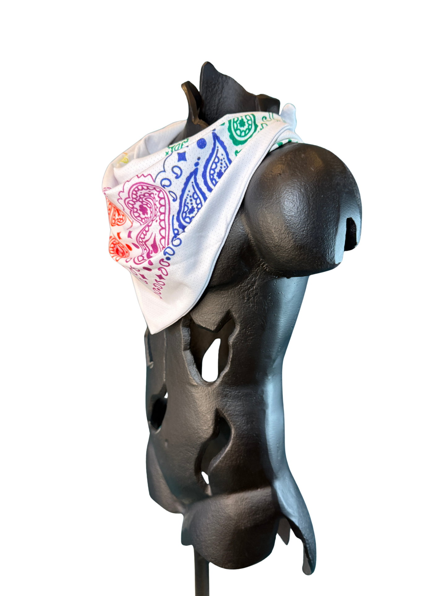 White Rainbow Bandana with Zippered Stash Pocket