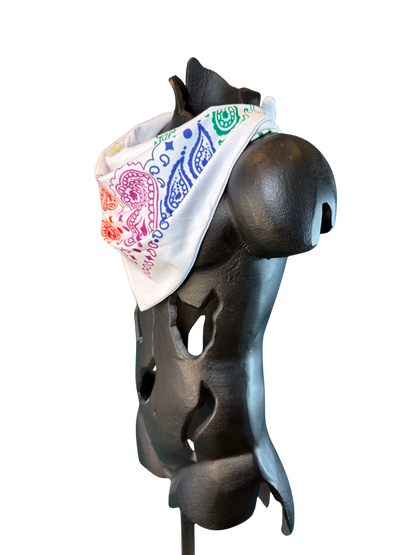 White Rainbow Bandana with Zippered Stash Pocket