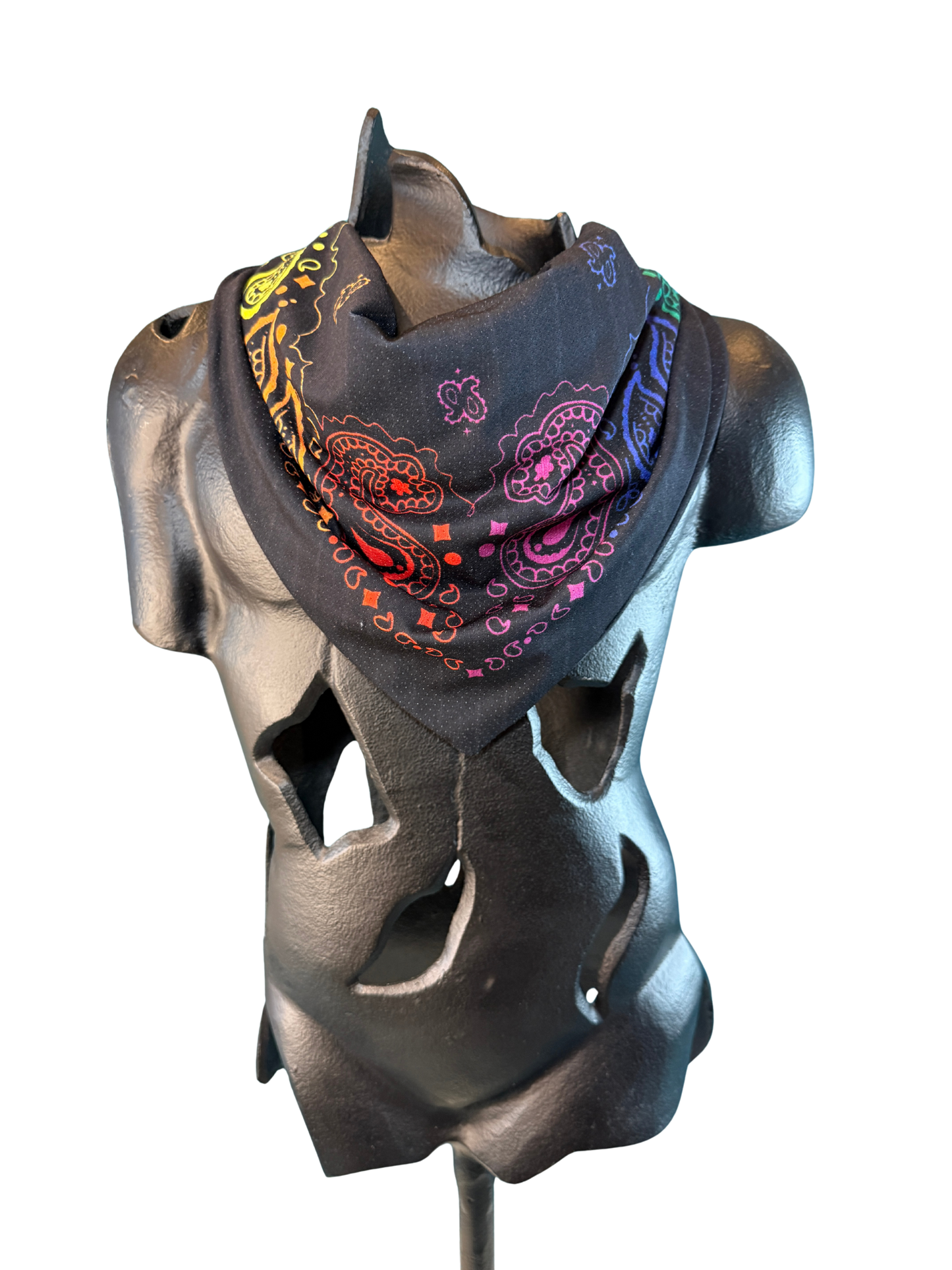Black Rainbow Bandana with Zippered Stash Pocket