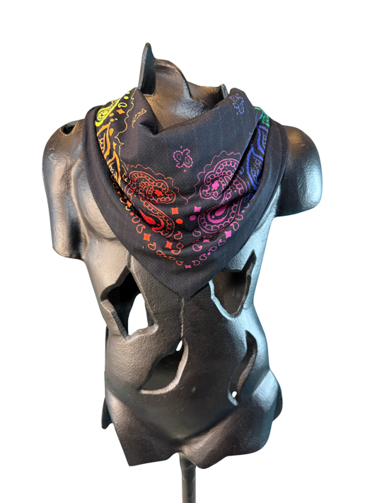 Black Rainbow Bandana with Zippered Stash Pocket