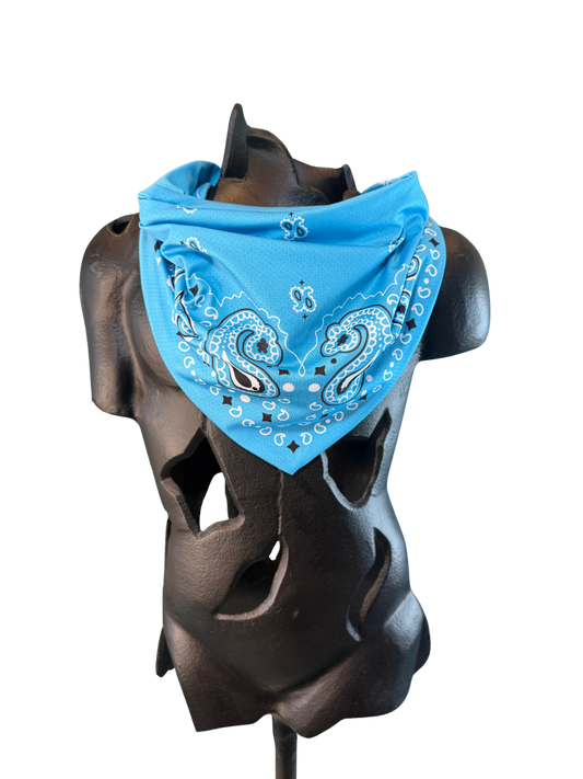 Light Blue Bandana with Zippered Stash Pocket