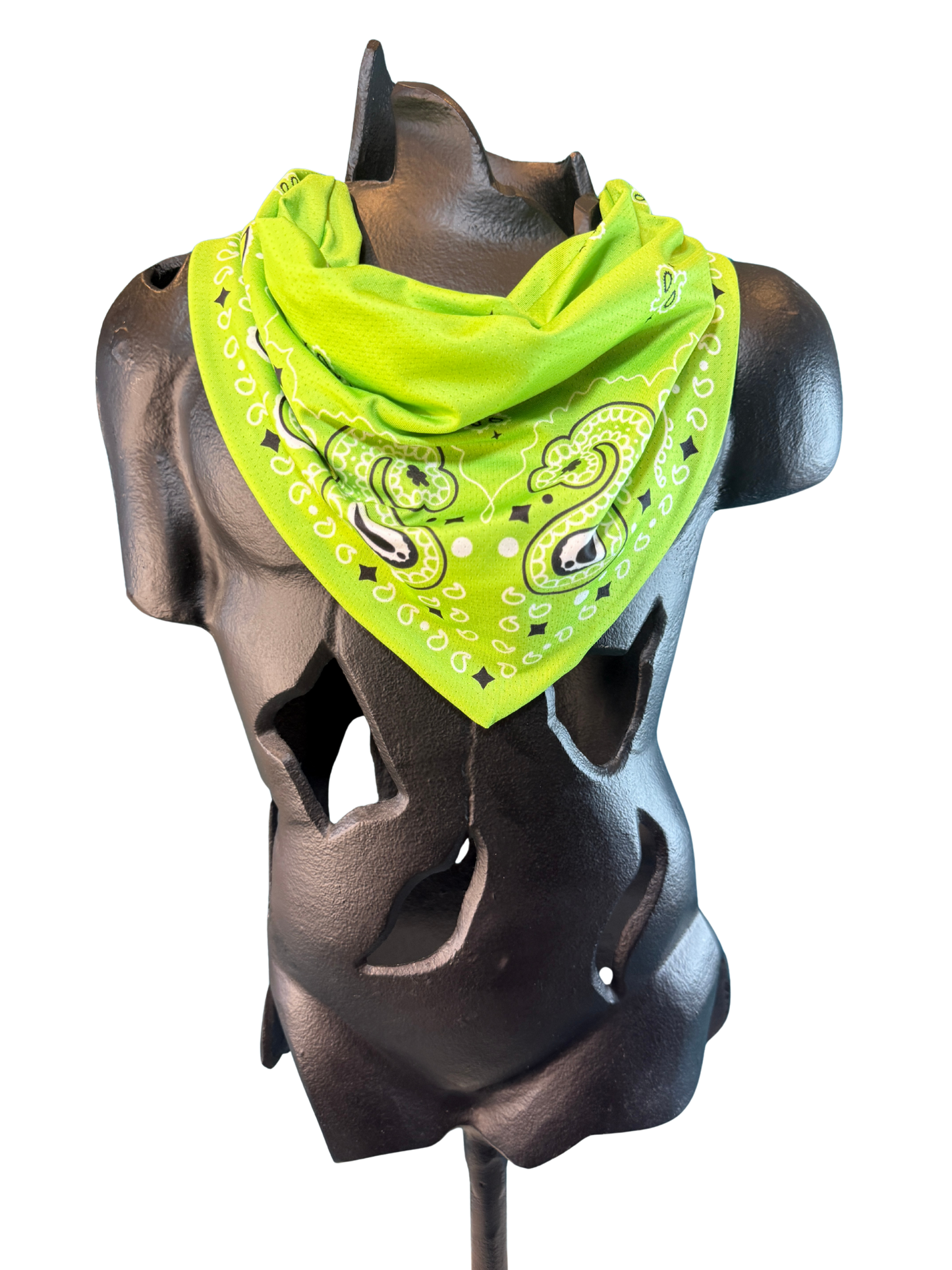 Neon Green Bandana with Zippered Stash Pocket