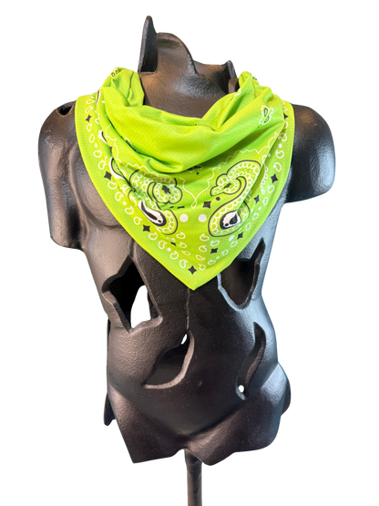 Neon Green Bandana with Zippered Stash Pocket
