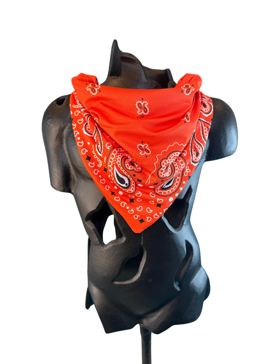 Orange Bandana with Zippered Stash Pocket