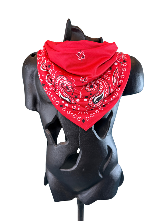 Red Bandana with Zippered Stash Pocket