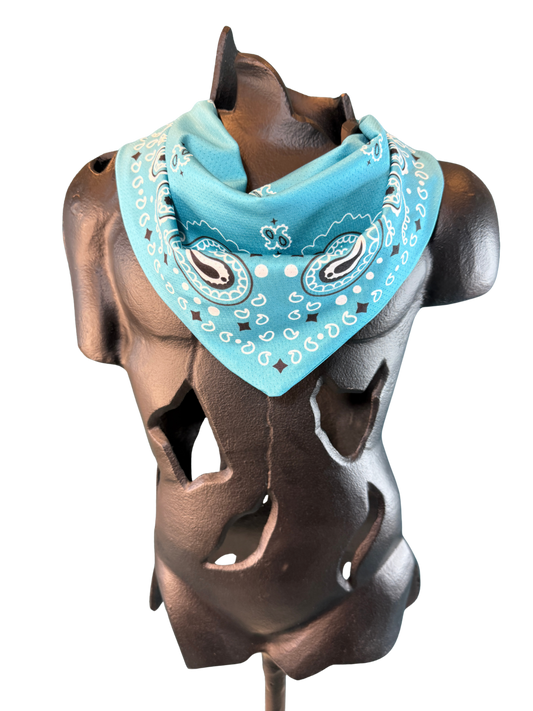 Teal Bandana with Zippered Stash Pocket