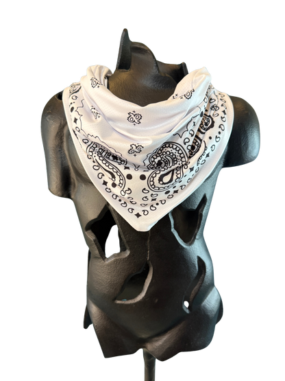 White Bandana with Zippered Stash Pocket