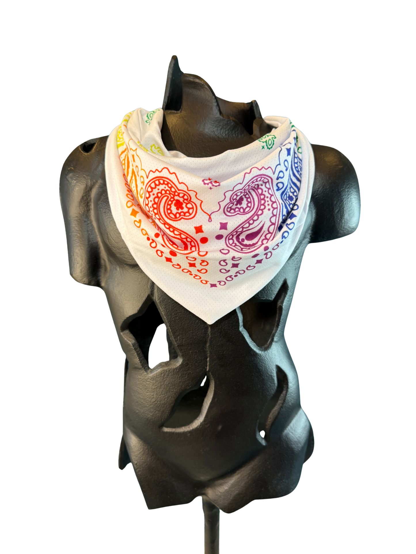 White Rainbow Bandana with Zippered Stash Pocket