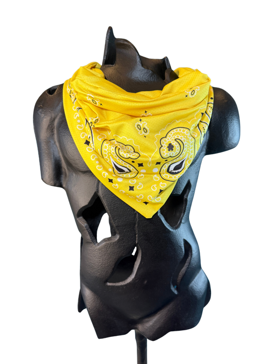 Yellow Bandana with Zippered Stash Pocket