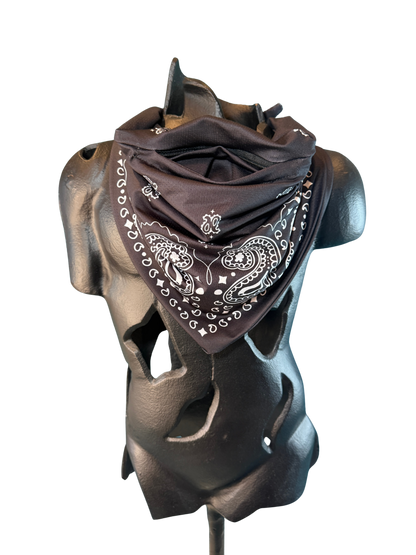 Black Bandana with Zippered Stash Pocket
