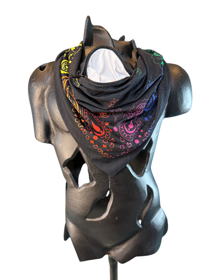 Black Rainbow Bandana with Zippered Stash Pocket