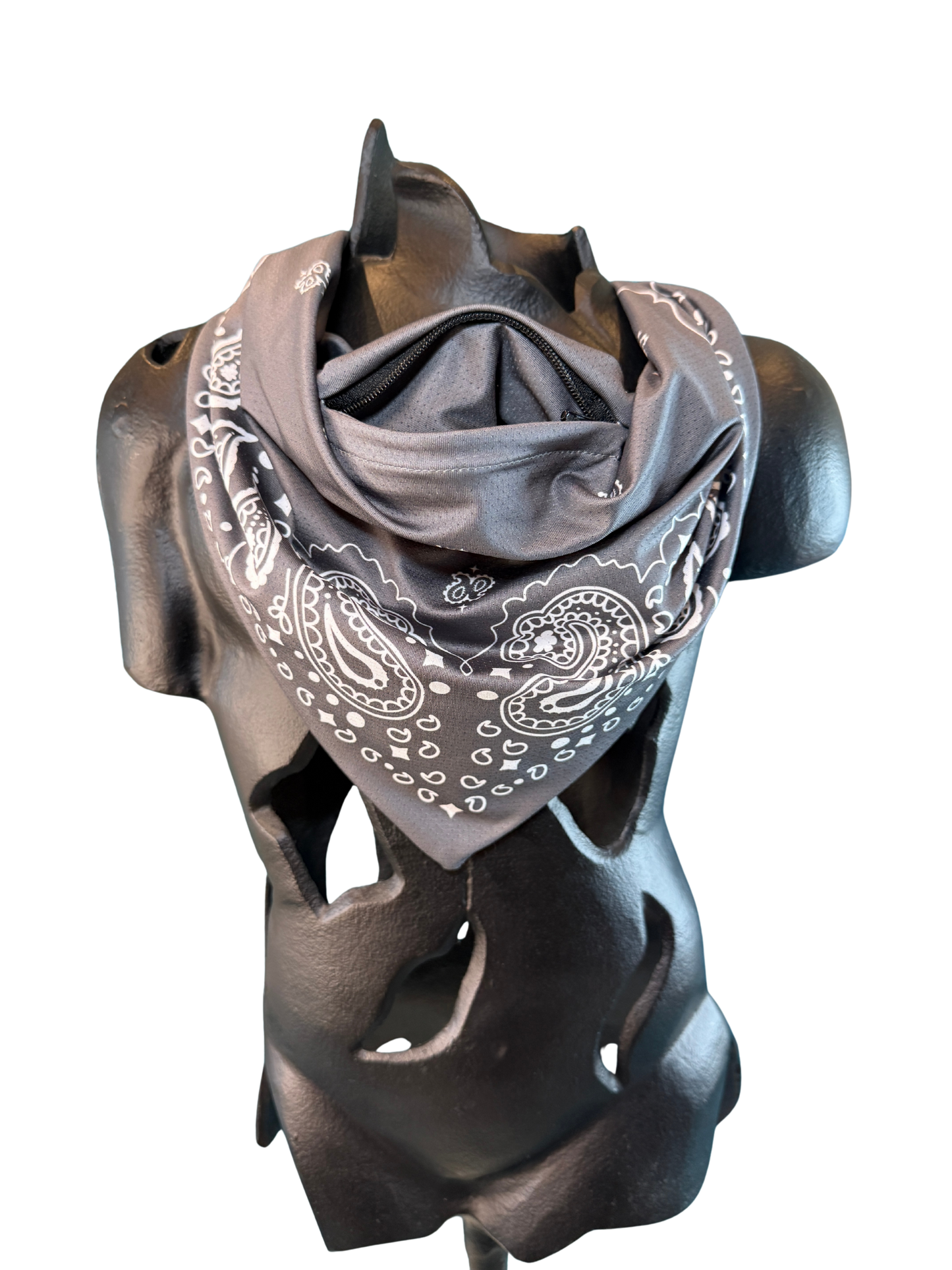 Charcoal Bandana with Zippered Stash Pocket