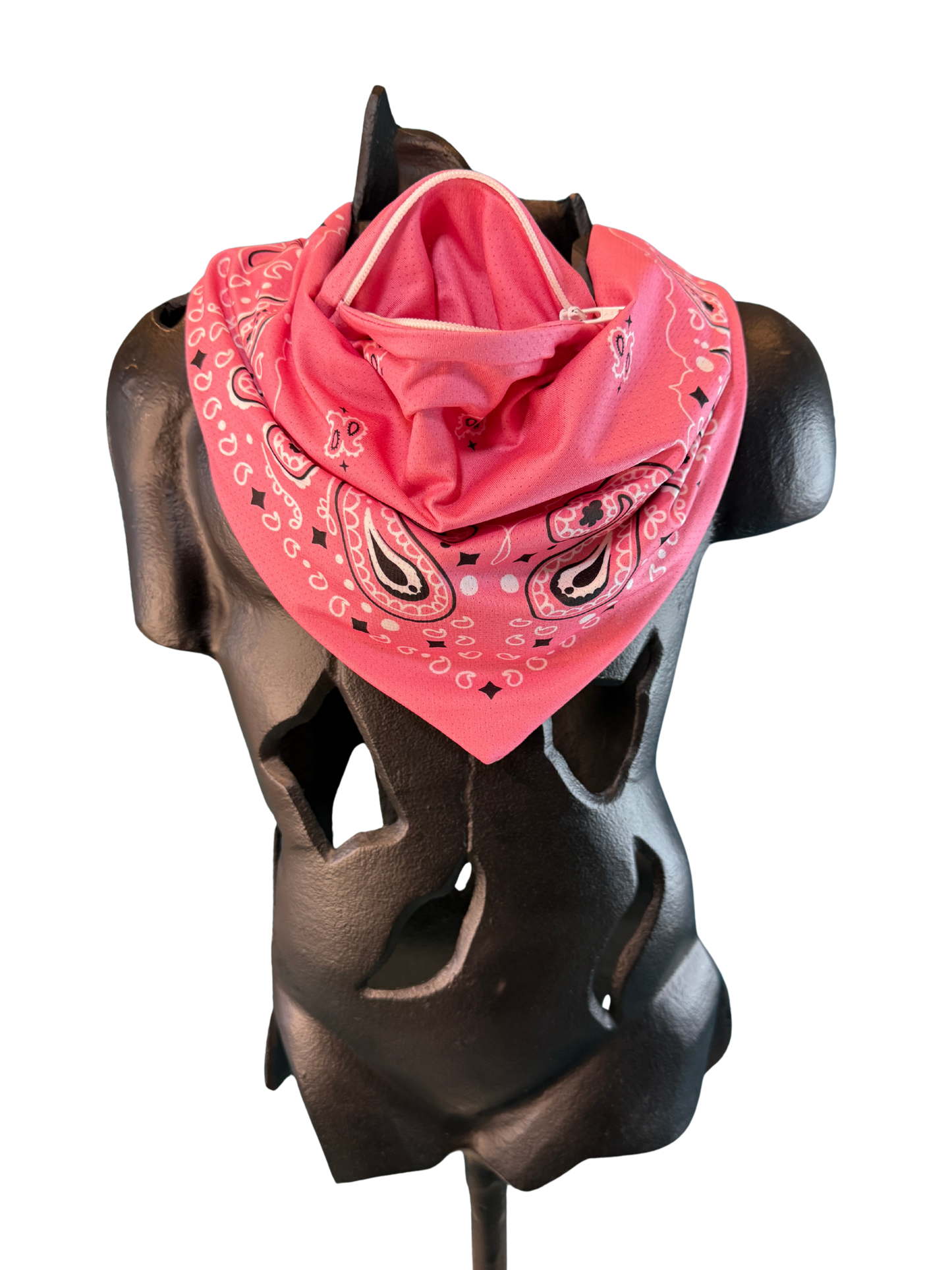 Pink Bandana with Zippered Stash Pocket