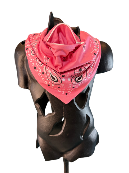 Pink Bandana with Zippered Stash Pocket