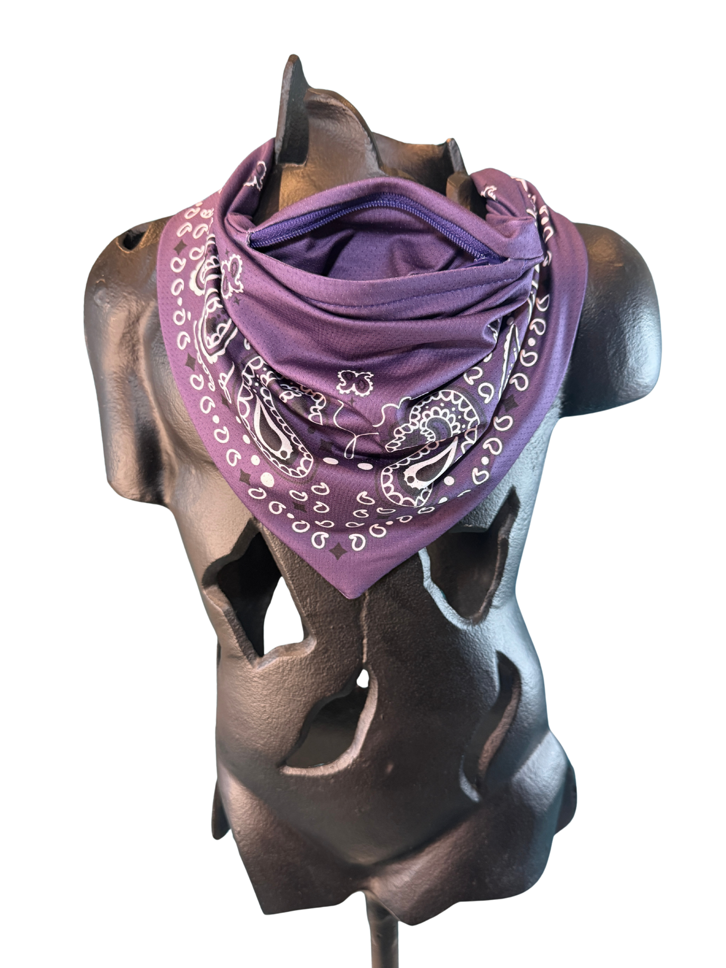 Purple Bandana with Zippered Stash Pocket