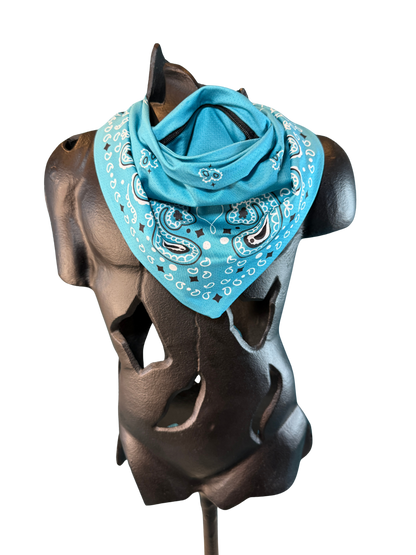 Teal Bandana with Zippered Stash Pocket
