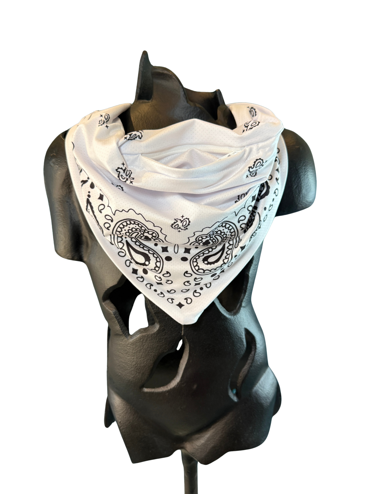 White Bandana with Zippered Stash Pocket
