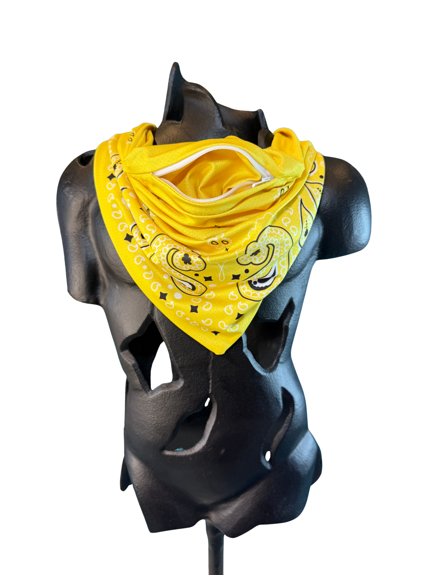 Yellow Bandana with Zippered Stash Pocket