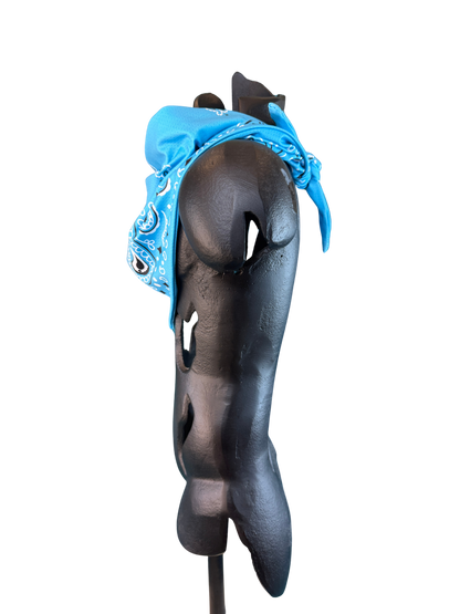 Light Blue Bandana with Zippered Stash Pocket