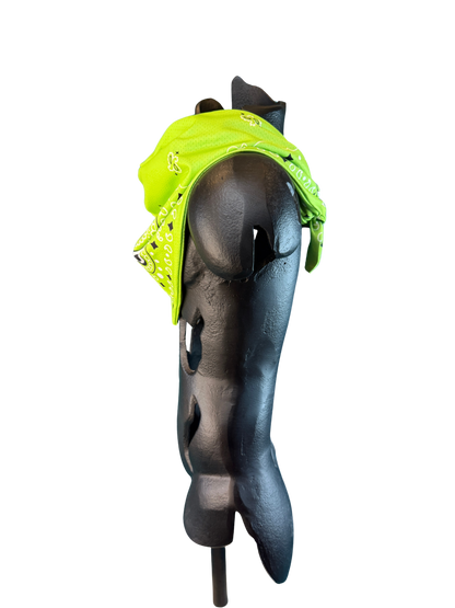 Neon Green Bandana with Zippered Stash Pocket