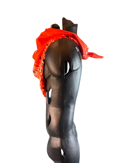 Orange Bandana with Zippered Stash Pocket