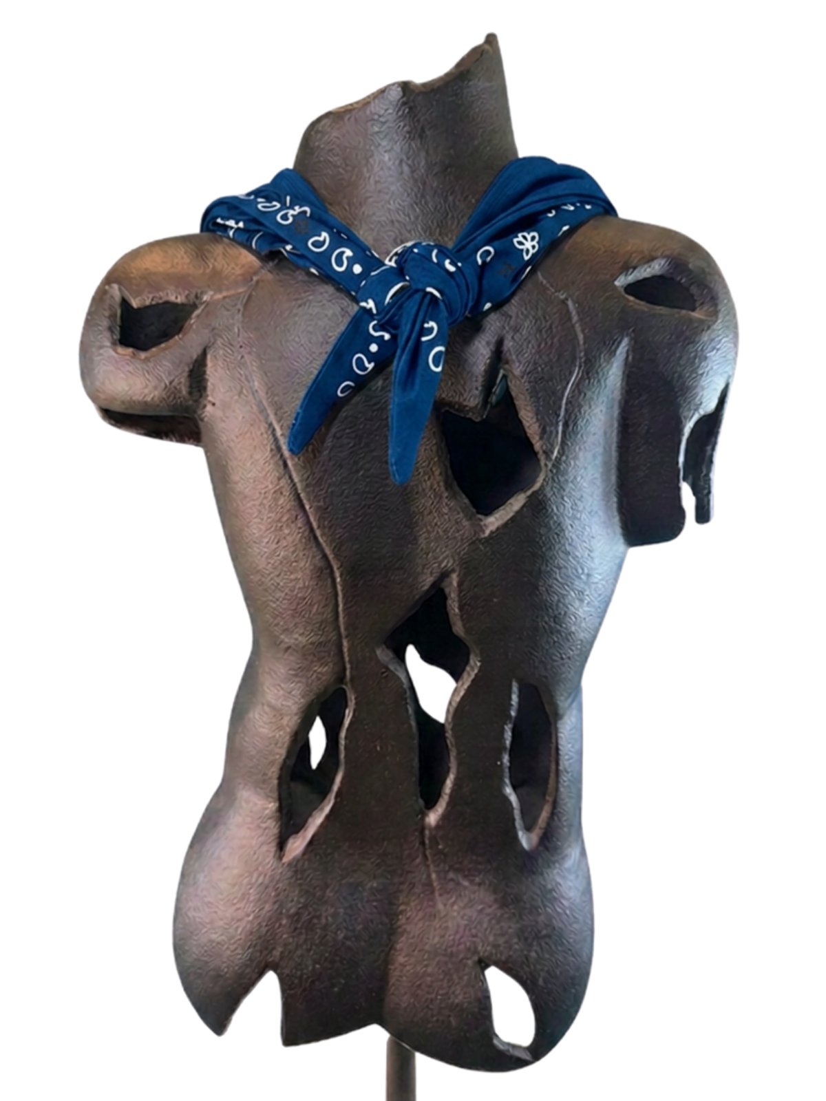 Back view of the Blue Stash Bandana showing the tie closure