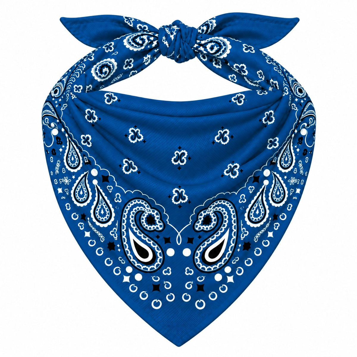 Blue Stash Bandana pocket zipped closed, seam blending into the paisley print