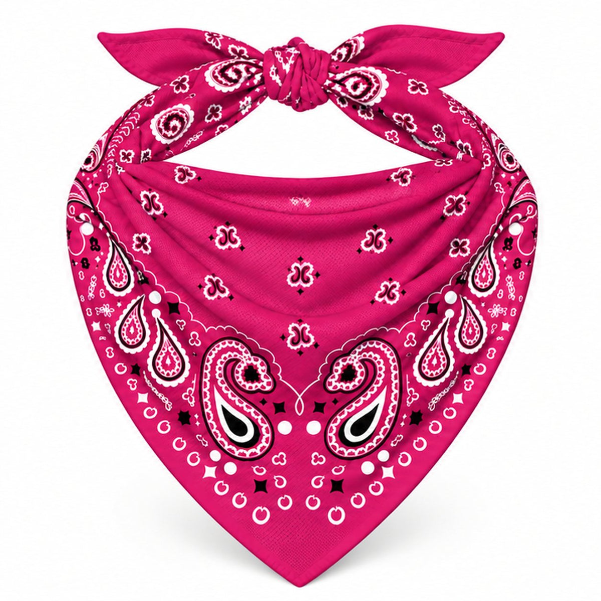 Fuchsia Stash Bandana pocket zipped closed, seam blending into the paisley print