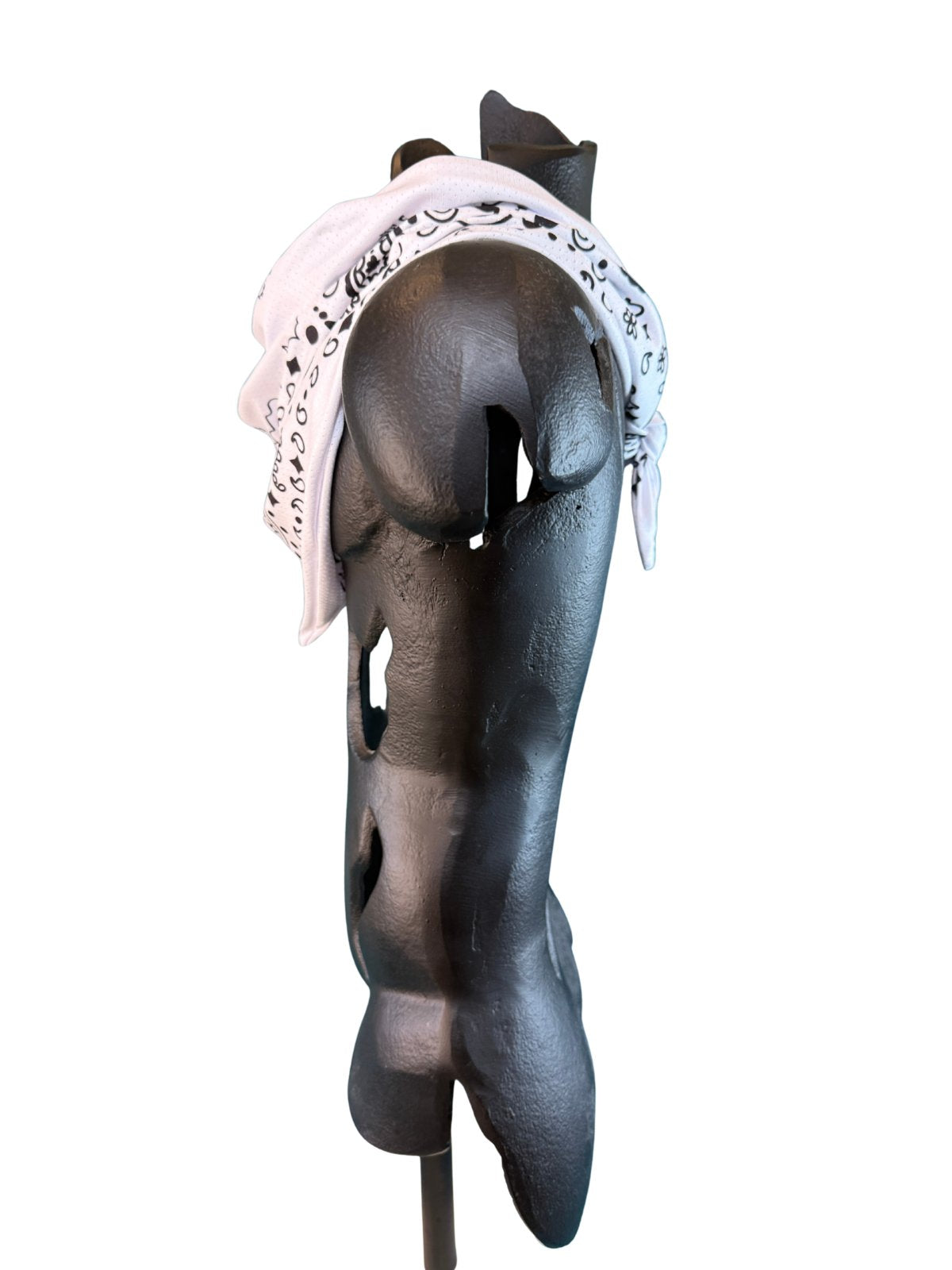 Side view of the White Stash Bandana worn on a model