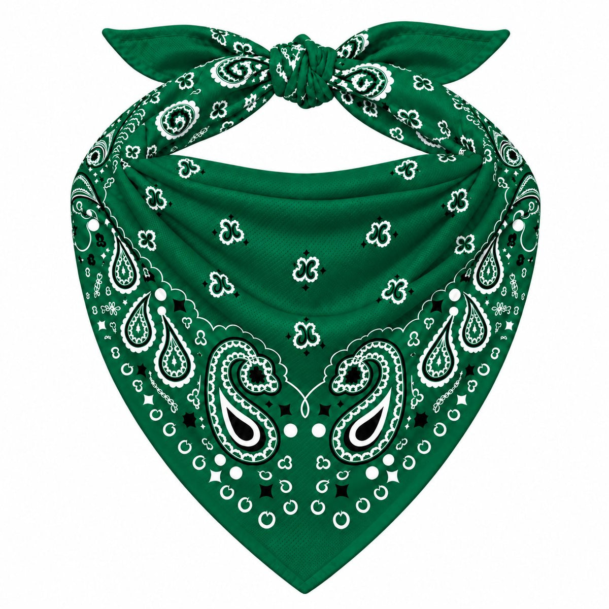 Hunter Green Stash Bandana pocket zipped closed, seam blending into the paisley print
