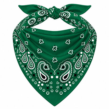 Hunter Green Stash Bandana pocket zipped closed, seam blending into the paisley print