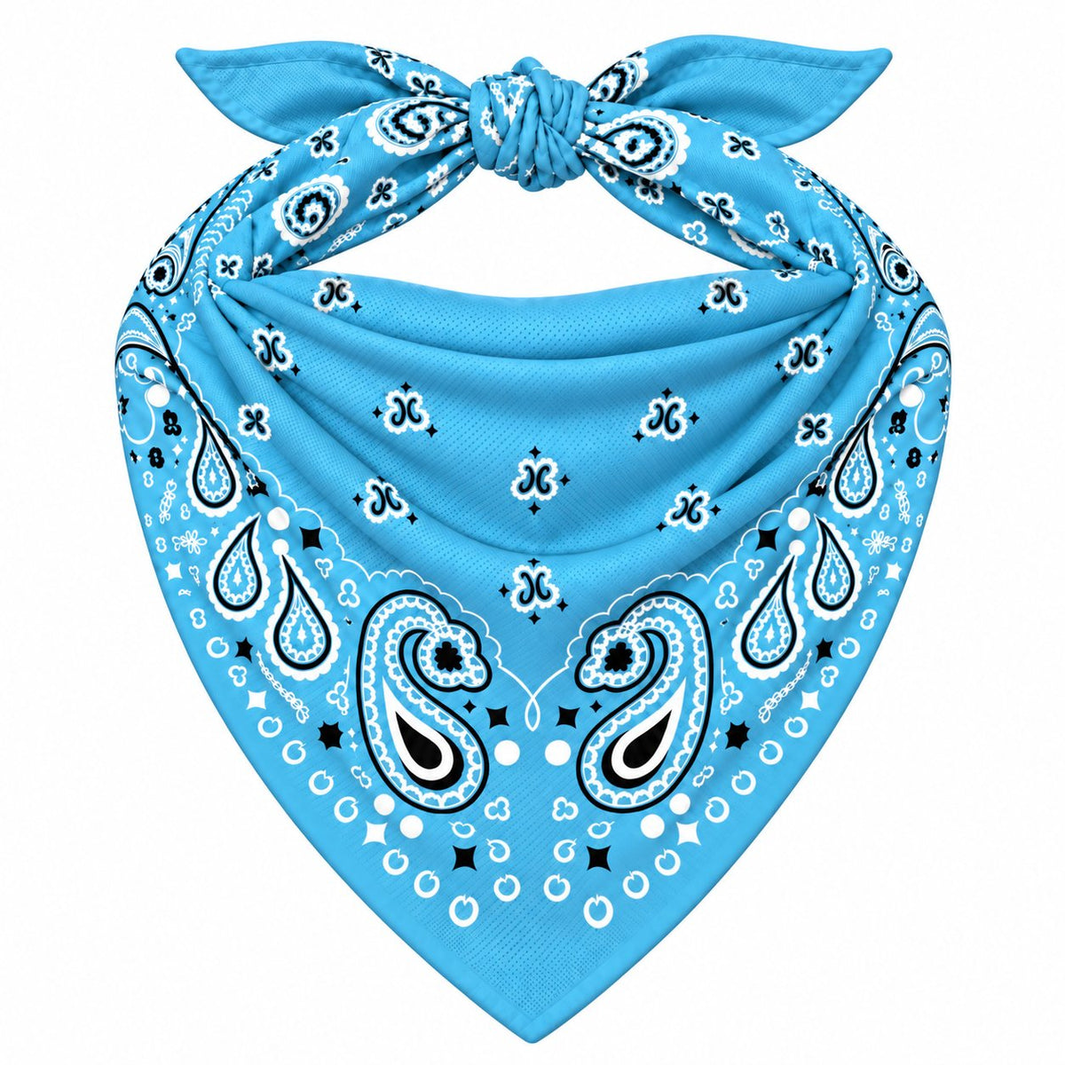 Light Blue Stash Bandana pocket zipped closed, seam blending into the paisley print