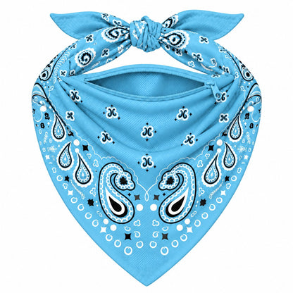 Light Blue Stash Bandana pocket unzipped, showing the inside of the concealed pocket